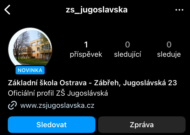 INSTAGRAM ZŠ Jugoslávská je tady